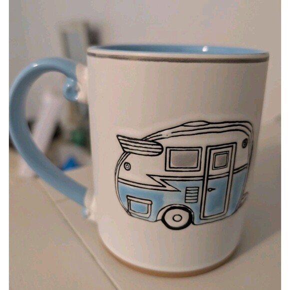 Camper Time 16oz Mug By i LOVE it - Blue & White With Embossed Camper - Picture 3 of 4